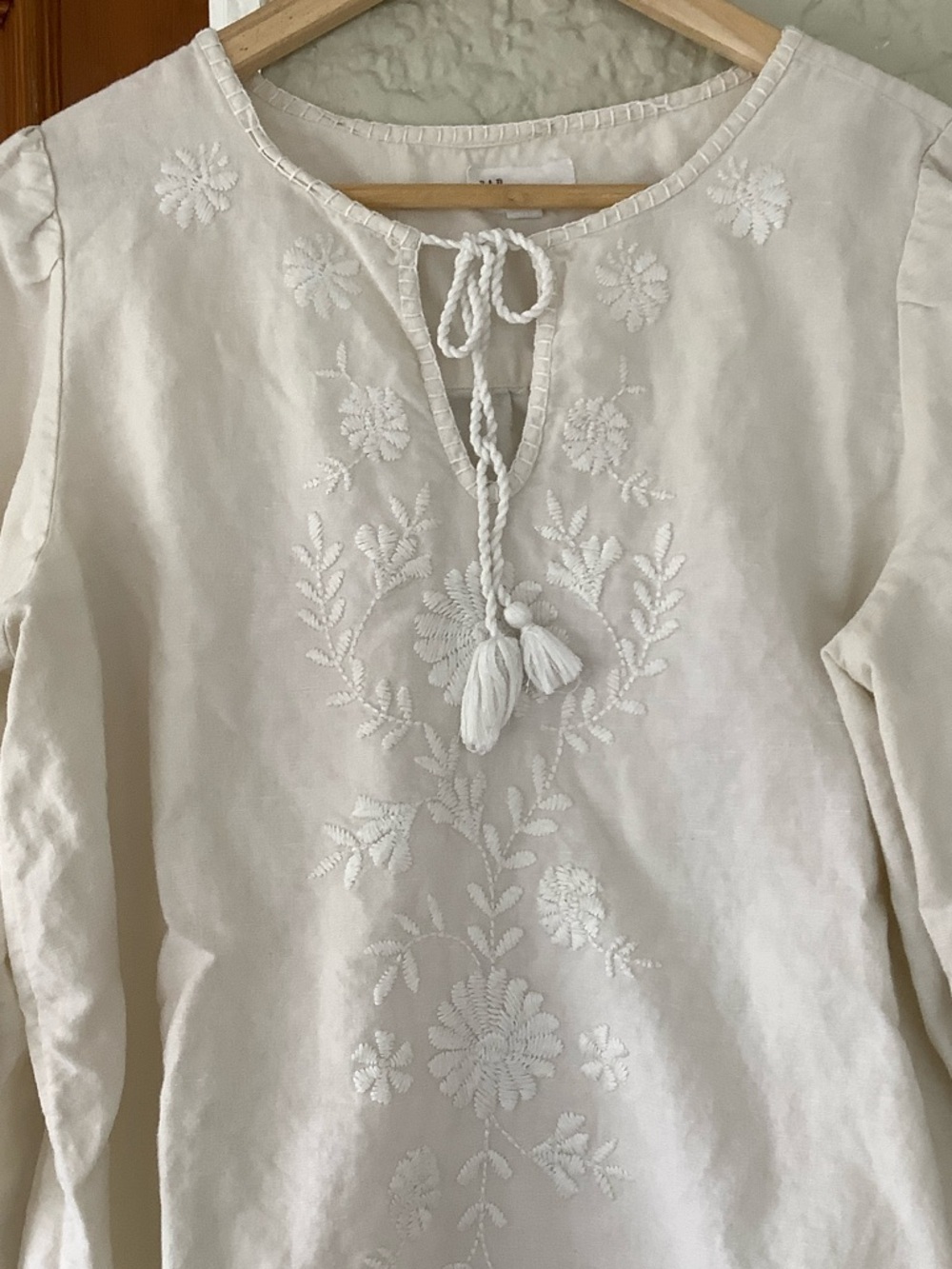 Women's Cream Embroidered Peasant Blouse - Picture 2 of 6